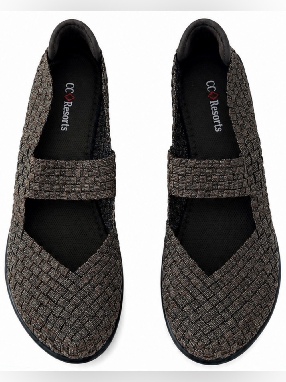 CC Resorts Women's Platinum Color Woven Mary Jane Wedges, Size 10, NWOT